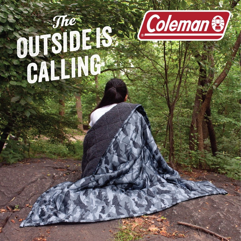 Coleman Reversible Water Resistant Indoor Outdoor Throw Blanket