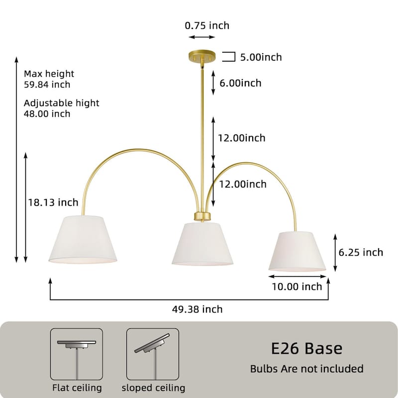 Acroma 3-Light Dimmable Dining Room Chandelier