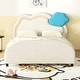 preview thumbnail 1 of 9, Full Size Cute Cloud Shaped Upholstered Platform Bed with Embedded Light Stripe Beige - Full