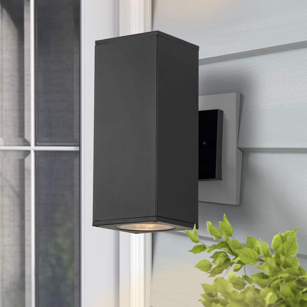C Cattleya 2-Light Matte Black Die-Cast Aluminum Outdoor Wall Light Sconce