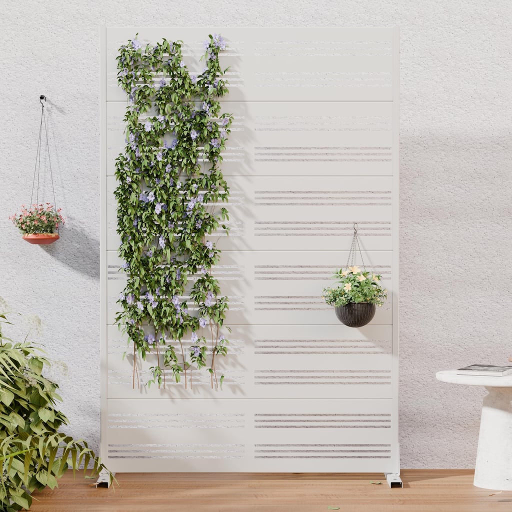Outdoor Metal Privacy Screen Freestanding Decorative Patio Fence Divider Weather Resistant Privacy Panel White - 72"H x 47"W