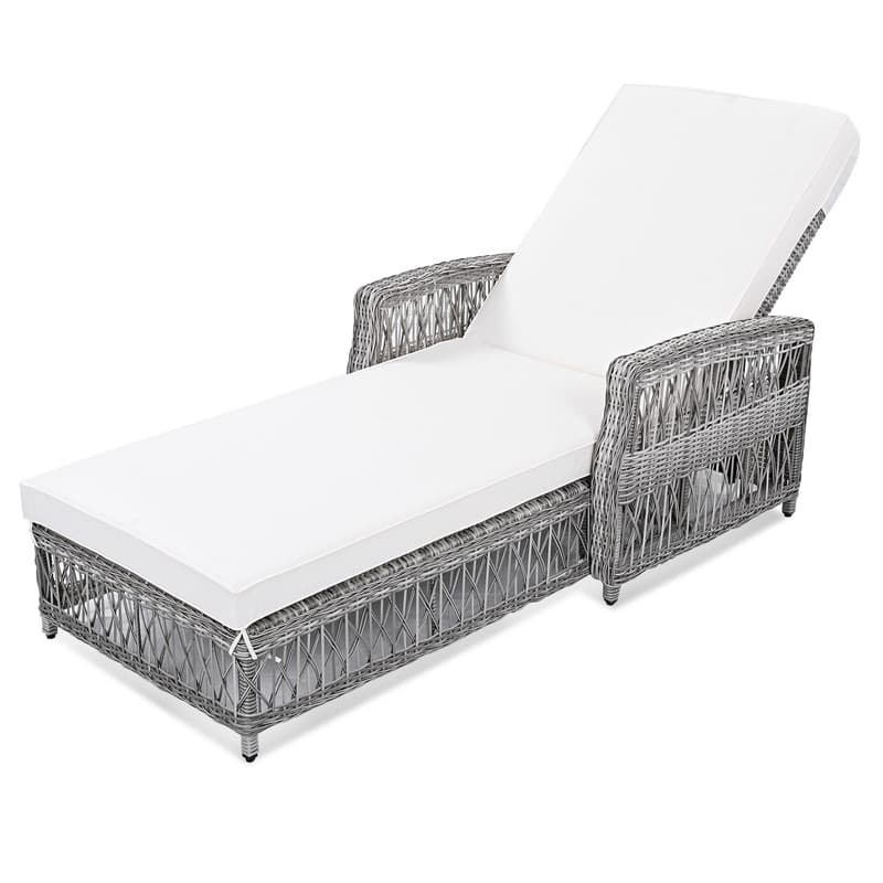 Outdoor Lounge Chairs Set of 2, Adjustable Poolside Wicker Recliners with Armrests for Relaxation