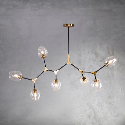 CraftHome 7-Lights Sputnik Modern Linear Chandelier With Clear Glass Shade