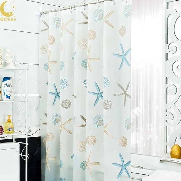 Waterproof Shower Curtain Bath Curtains Seaside Animal Room Divider 12 Hooks 