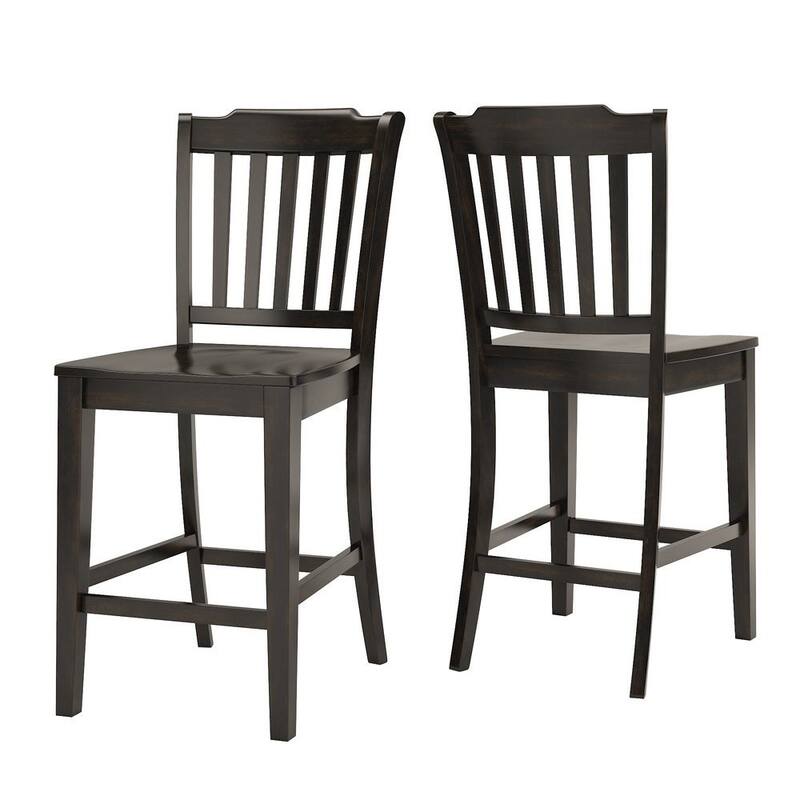 Eleanor Slat Back Wood Counter Chairs (Set of 2) by iNSPIRE Q Classic - Antique Black