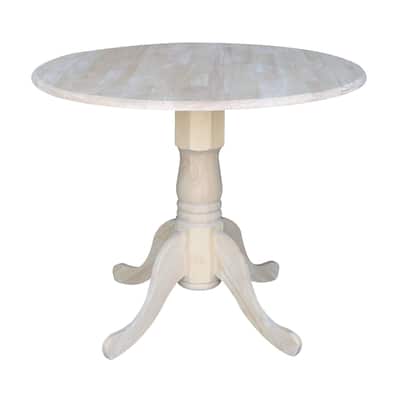 International Concepts Unfinished Round 36-inch Drop-leaf Dining Table