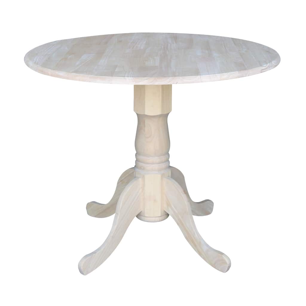 International Concepts Solid Wood Round 36-inch Drop-leaf Dining Table - Unfinished