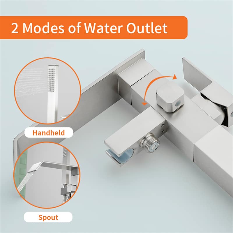 Floor Mount Tub Faucet With Hand Sprayer Freestanding Roman Bathtub Faucet Brass Waterfall Tub Filler Trim With Handheld Showe