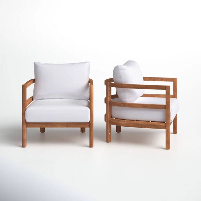 Set of 2, Outdoor Acacia Wood Patio Club Chair
