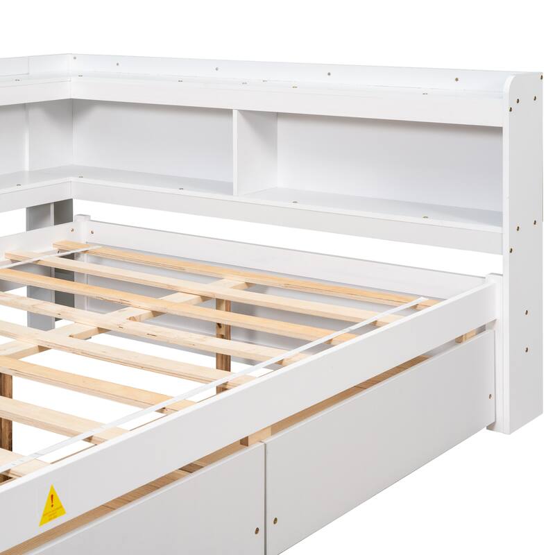 Full Bed with L-shaped Bookcases