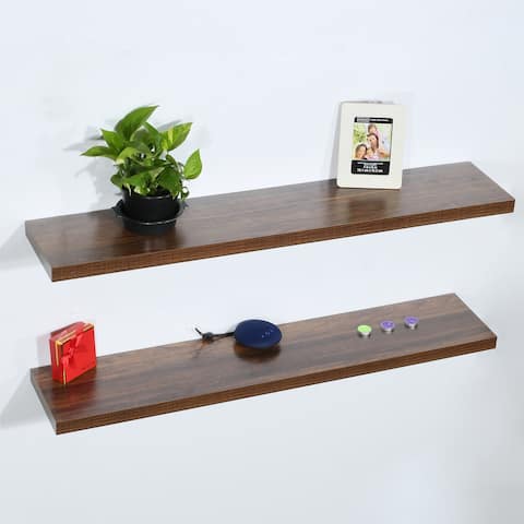 Set of 2 Modern and Contemporary Antique Walnut Floating Shelves - 47.2*9.25*1.5 inches