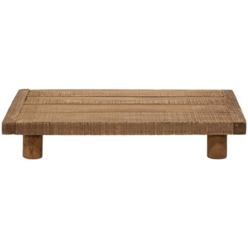 8.75" Wide Rustic Wood Rectangle Riser with 4 Legs and Light Brown Finish Display Stand - 1.5" H x 8.75" W x 5.5" D - Brown