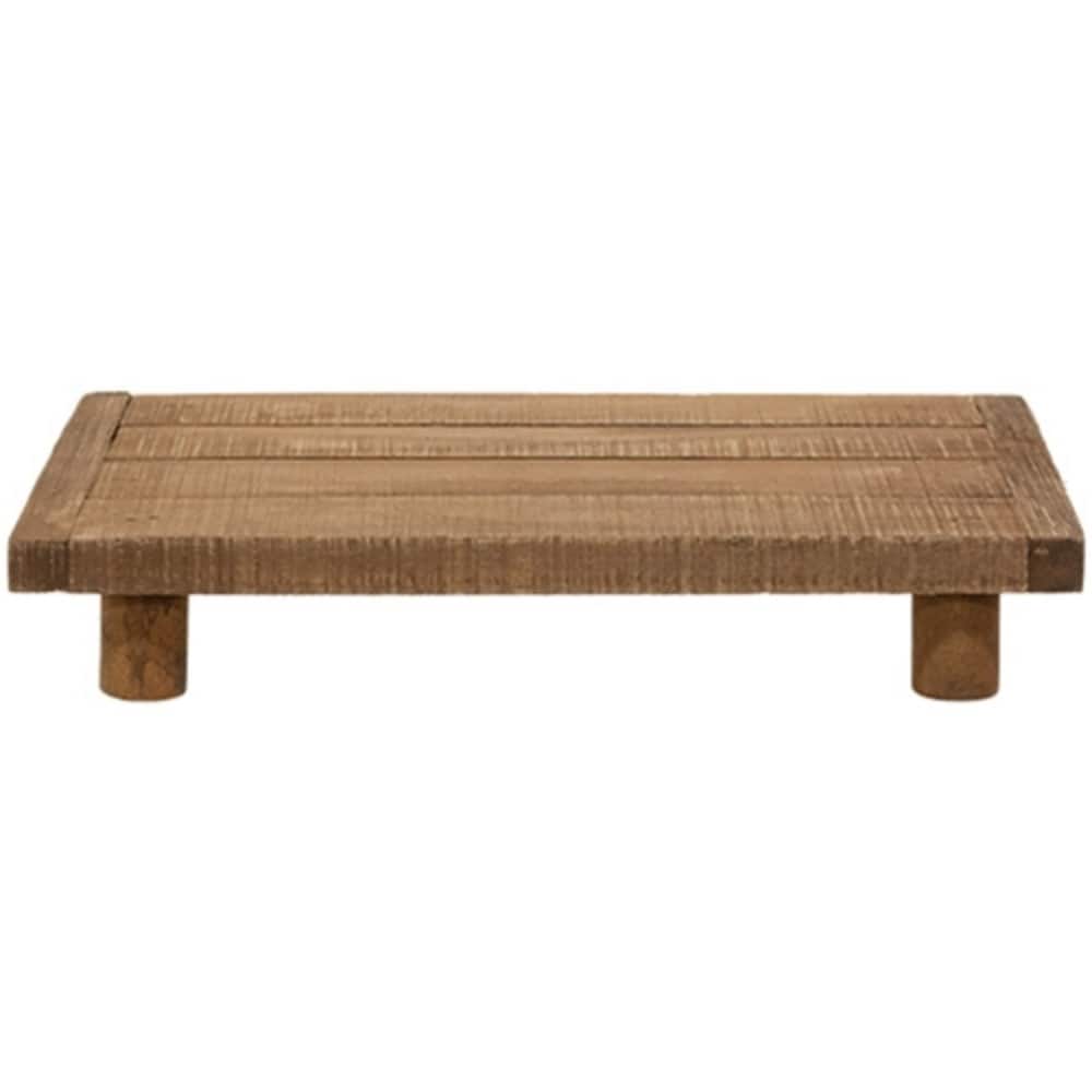 8.75" Wide Rustic Wood Rectangle Riser with 4 Legs and Light Brown Finish Display Stand - 1.5" H x 8.75" W x 5.5" D