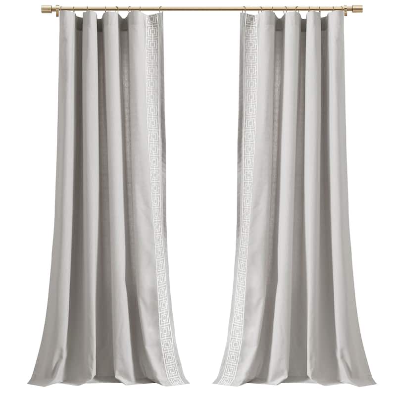 Lush Decor Luxury Modern Square Embroidery Border Window Curtain Panels