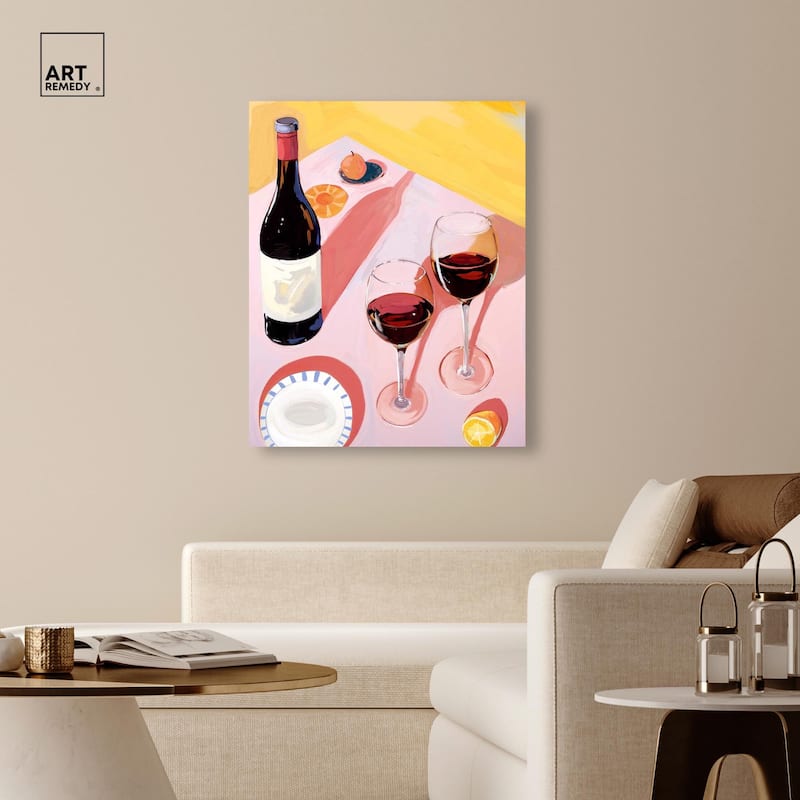 Summer Wine table Canvas by Art Remedy, Gallery Wrapped