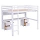 preview thumbnail 9 of 14, Full Size Loft Bed with Integrated Desk, Cabinets, Drawers, Bedside Tray, and Charging Station in White