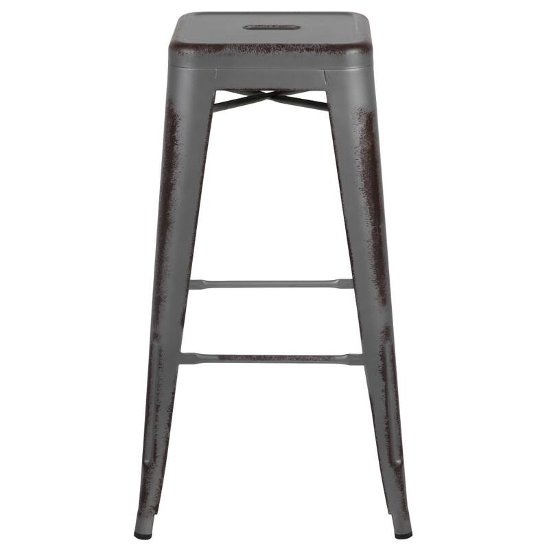 4 Pack 30"H Backless Distressed Metal Indoor-Outdoor Barstool