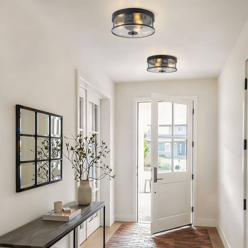 Starsky 3-Light Modern Clear Hammered Glass / Seeded Glass Flush Mount