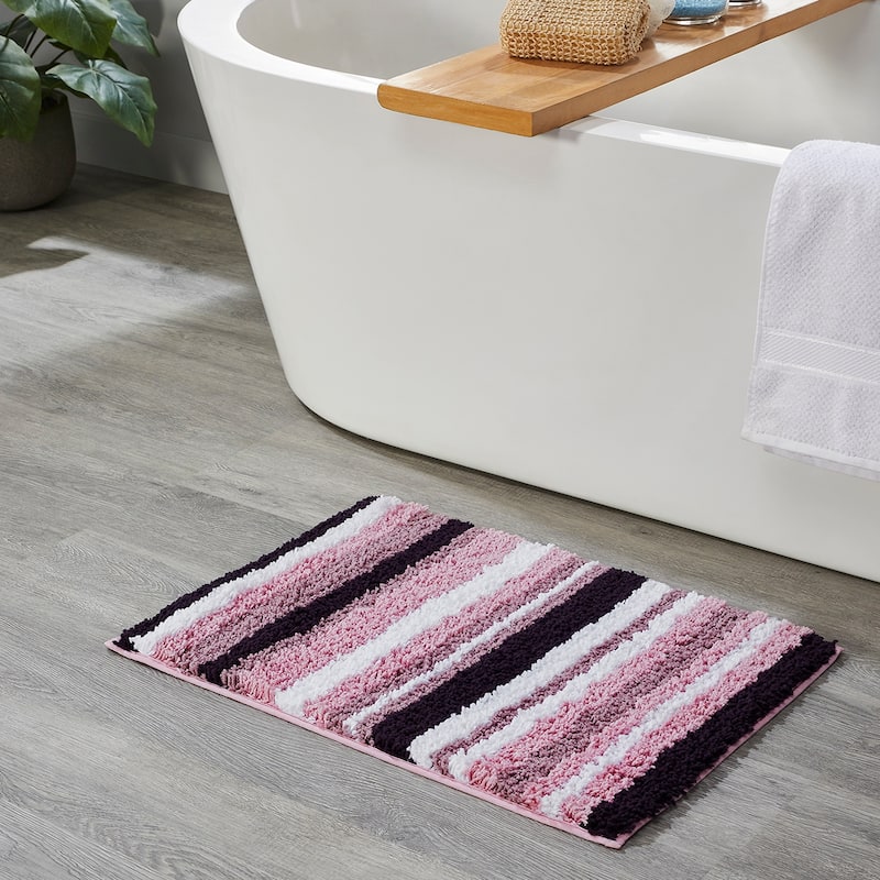 Better Trends Bath Rug 100% Polyester Super Absorbent Anti-Skid TPR Backing Bathroom Rug For Shower,Sink Mats Griffie Collection - 20" x 32" Rectangle - Purple