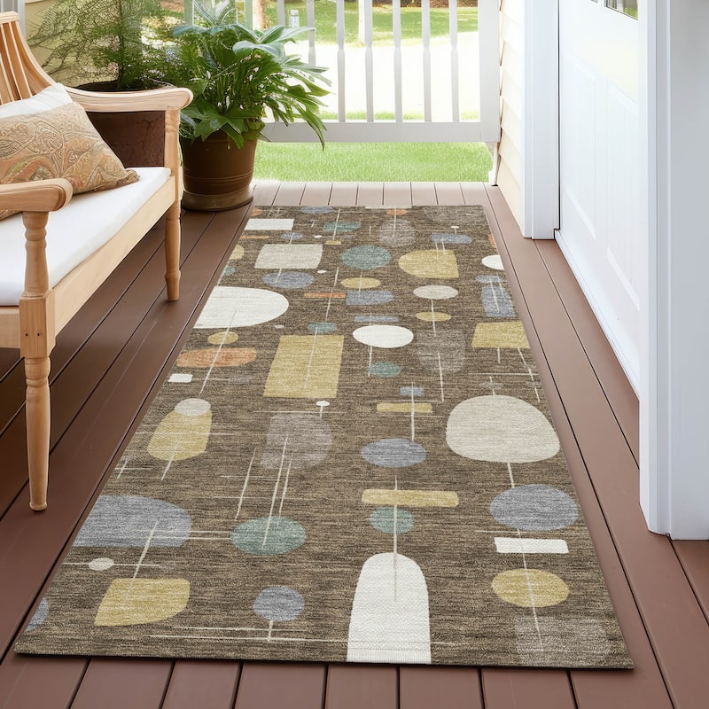 Machine Washable Indoor/ Outdoor Contemporary Fun Chantille Rug - Chocolate - 2'3" x 7'6"