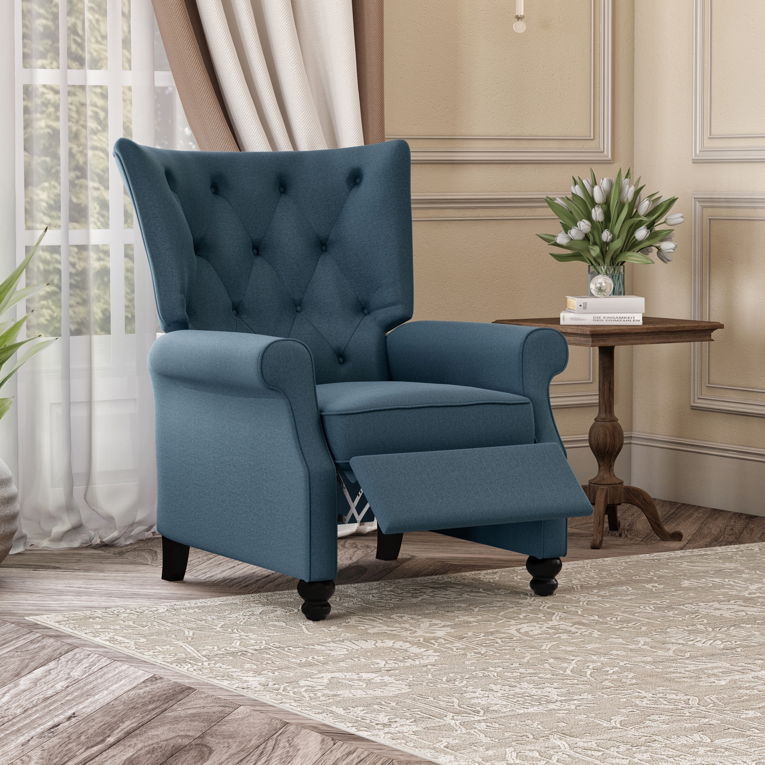 Copper grove velvet push shop back recliner chair
