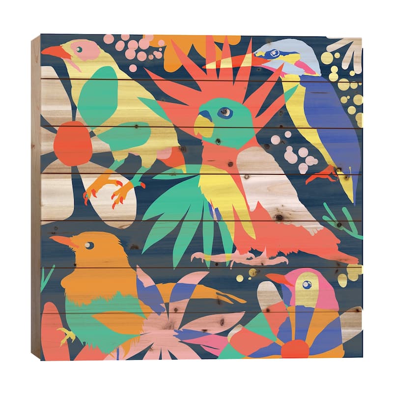 Flamboyant, Unashamed & Free Print On Wood by 83 Oranges - Multi-Color - 26x26x1.5