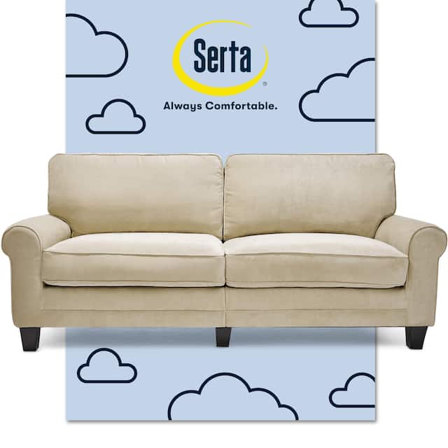 Serta Copenhagen 73" Sofa Couch for Two People, Pillowed Back Cushions and Rounded Arms, Durable Modern Upholstered Fabric - Tan