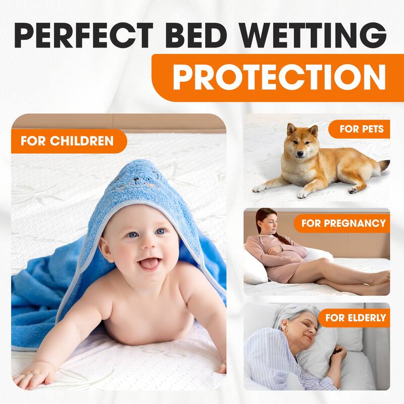 Cheer Collection Waterproof Bamboo Mattress Protector - White
