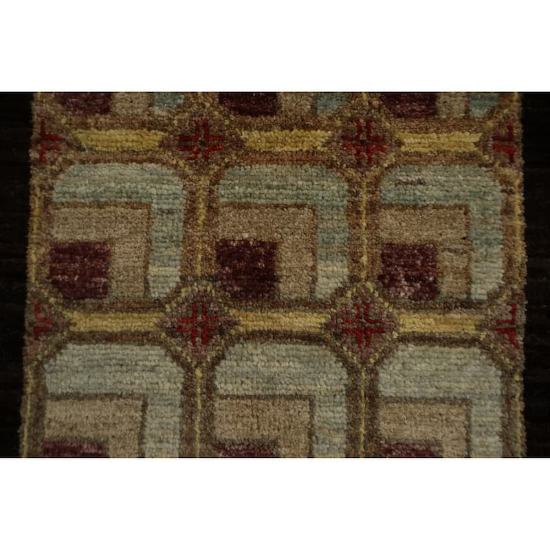 Hand Knotted Oriental 100% Wool Carpet Modern Geometric Brown Gabbeh Area Rug - 10' 9'' X 8' 2''