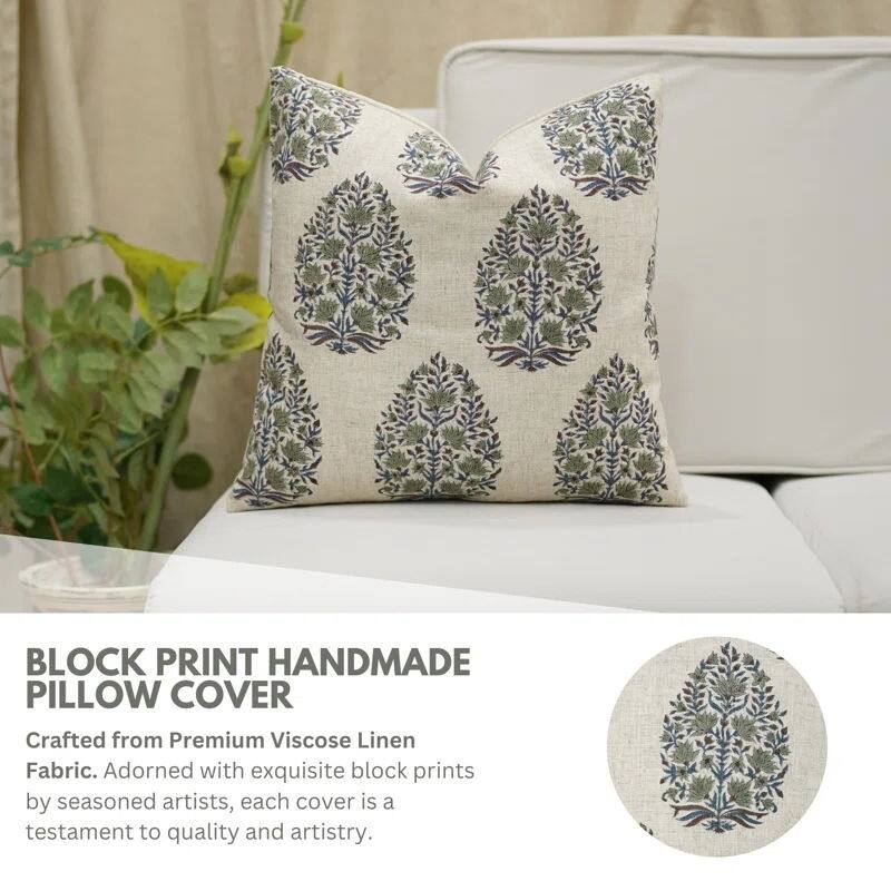 Fabdivine Bohemian Linen Artisan Fall Decorative Pillow Cover Accent, Kumud