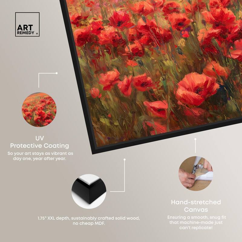 Sea of Red Poppies II Canvas by Art Remedy