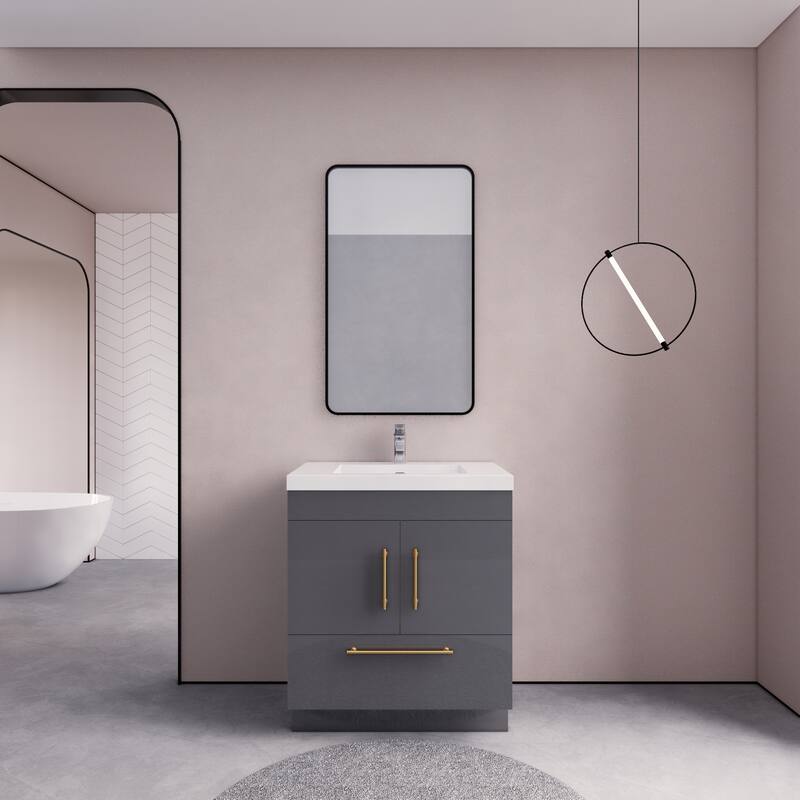 Eliza 30'' Freestanding Vanity with Single Sink - 30'' Width - High Gloss Grey