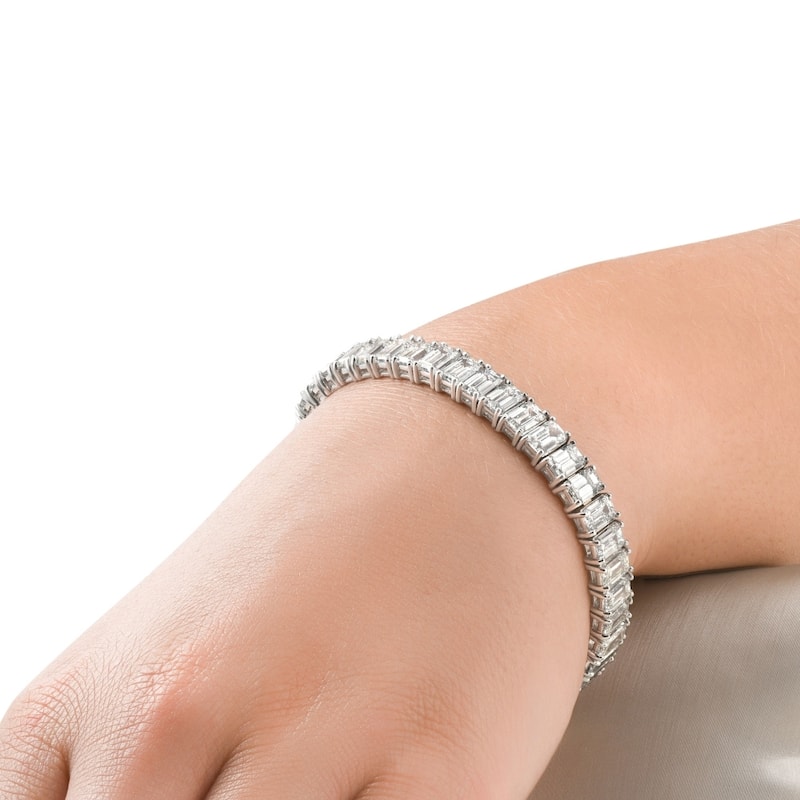 Bliss Diamond 28Ct Emerald Diamond Tennis Bracelet White Gold 7" 17.5g Lab Grown