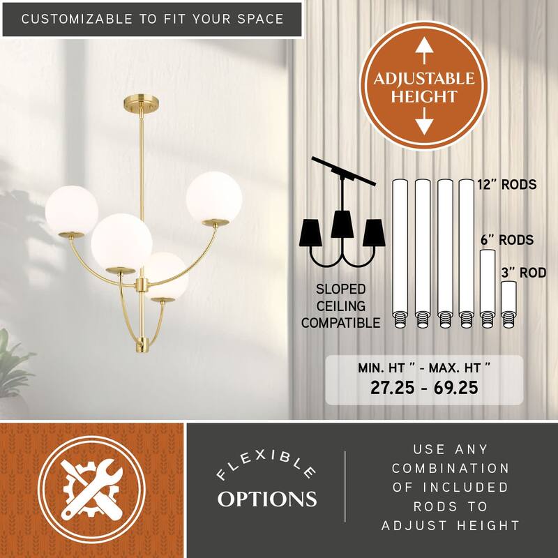 Vaxcel Lighting H0295 Avers 4 Light 26" Wide Chandelier with Frosted