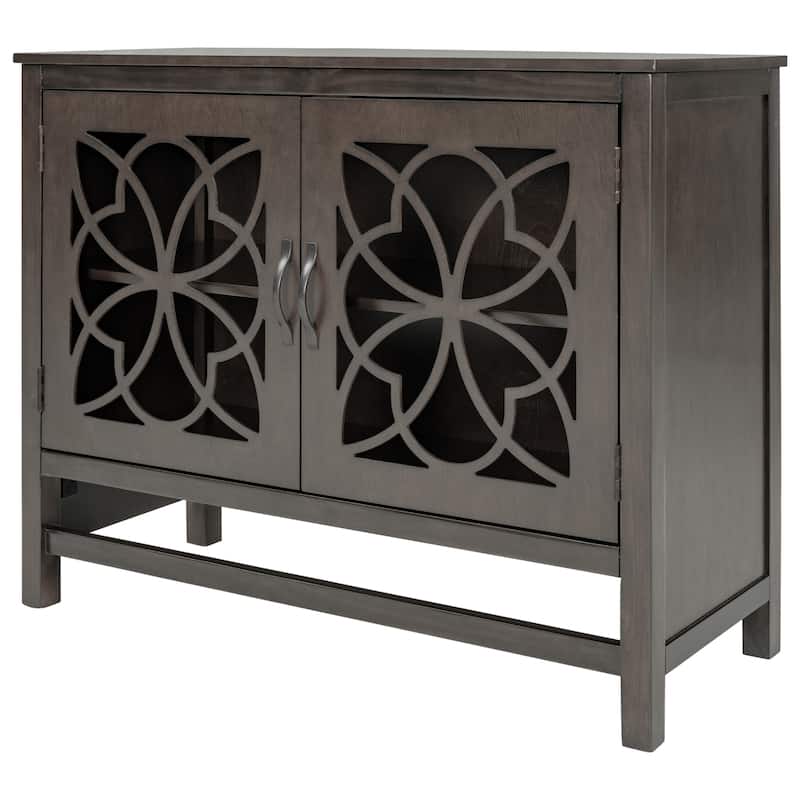 Wood Accent Buffet Sideboard Storage Cabinet with Doors and Adjustable Shelf