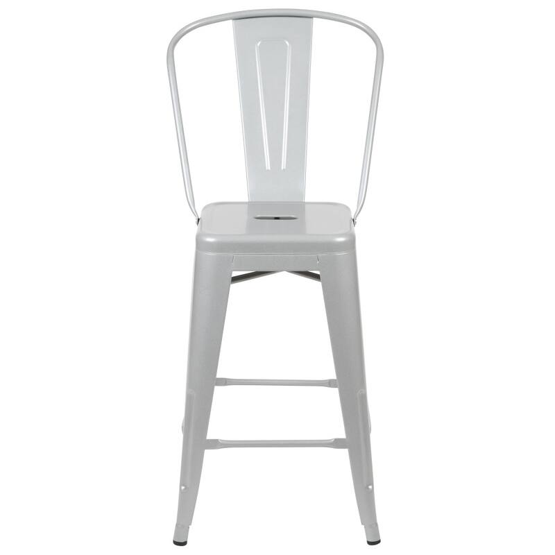 24'' High Metal Indoor-Outdoor Counter Height Stool with Back