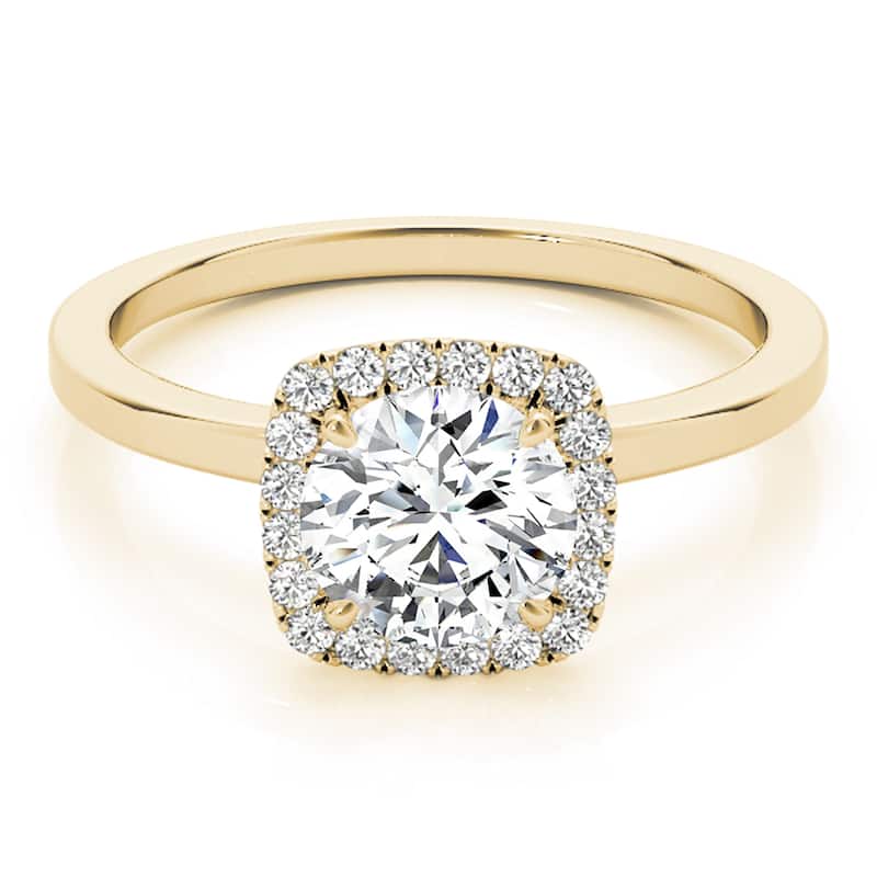 Auriya 14k-Yellow Gold Lab Grown Round Diamond Halo Engagement Ring 0.50 to 5.00 ct. tw. (F-G VS)