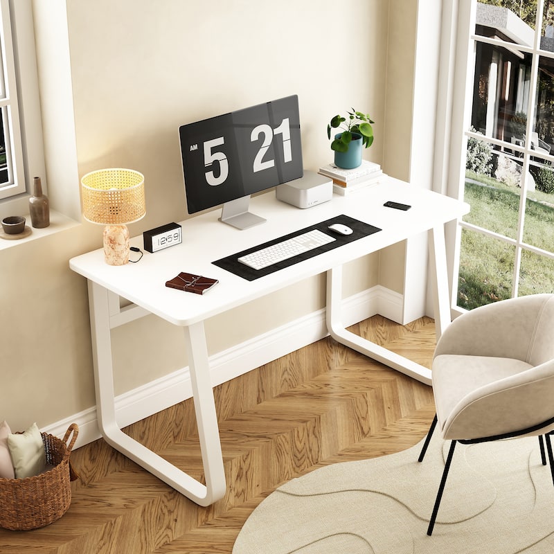 Computer Table Gaming Table Home Desk Writing Desk Bedroom Desk Workbench Desk - White L39.3inch