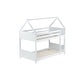 preview thumbnail 28 of 40, Wood Low Bunk Bed Twin Over Twin with House-shaped Bed Roof Frame, Ladder, Guardrails, Headboards and Footboards Floor Bed
