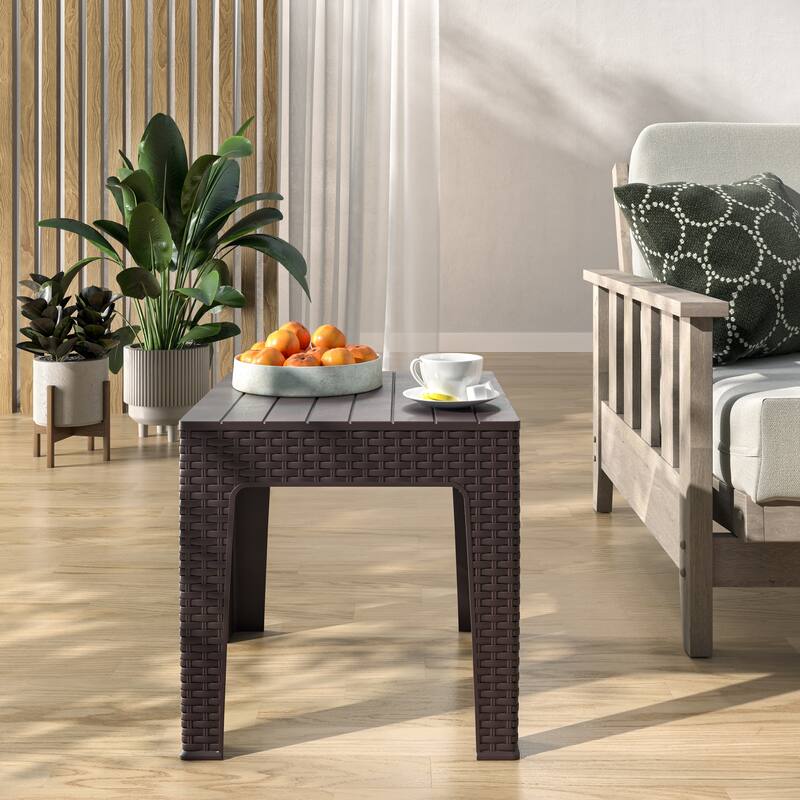 Trillia Resin Outdoor End Table - Wenge Brown