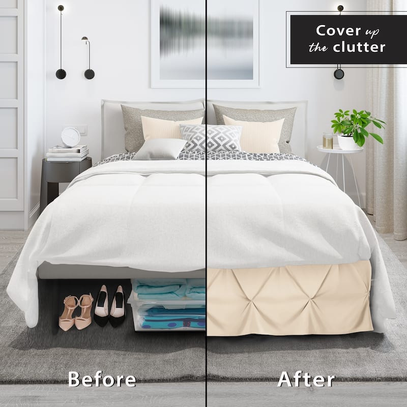 Nestl Pinch Pleat Bed Skirt - Soft Premium Microfiber Ruffle Bed Skirt - 14" Tailored Pintuck Wrap Around Dust Ruffle