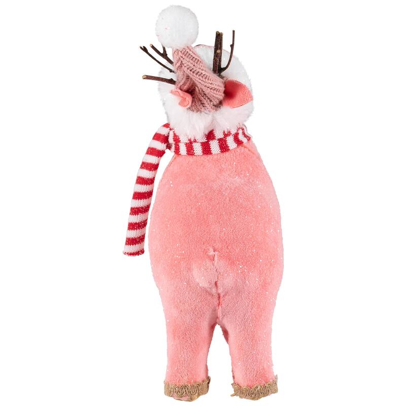 Glittered Reindeer in Winter Hat and Scarf Christmas Figure - 9"