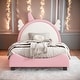 preview thumbnail 2 of 16, Cute Twin Size Upholstered Bed with Unicorn Shape Headboard, Platform Bed with Headboard and Footboard