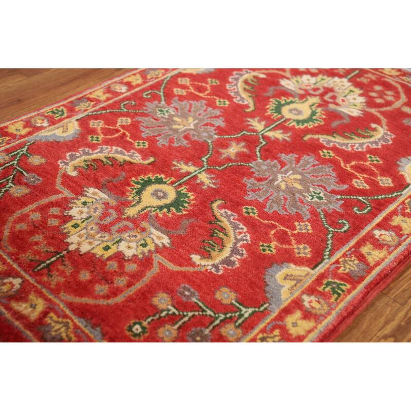 Kazak Oriental Foyer Rug Handmade Red Floral Wool Carpet - 2'0" x 3'0"