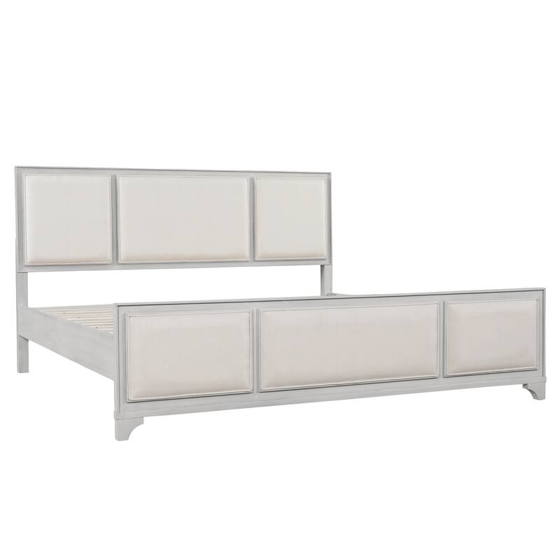 Christopher Knight Home - Hendrix Modern Farmhouse Upholstered Wood Platform Bed with Panel Headboard and Footboard