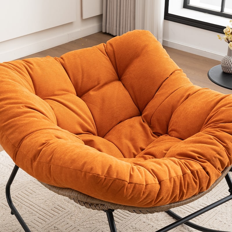 Wicker Rocking Chair Accent Chair with Ergonomic Design, Gentle Rocking Motion Lounge Chair for Living Room
