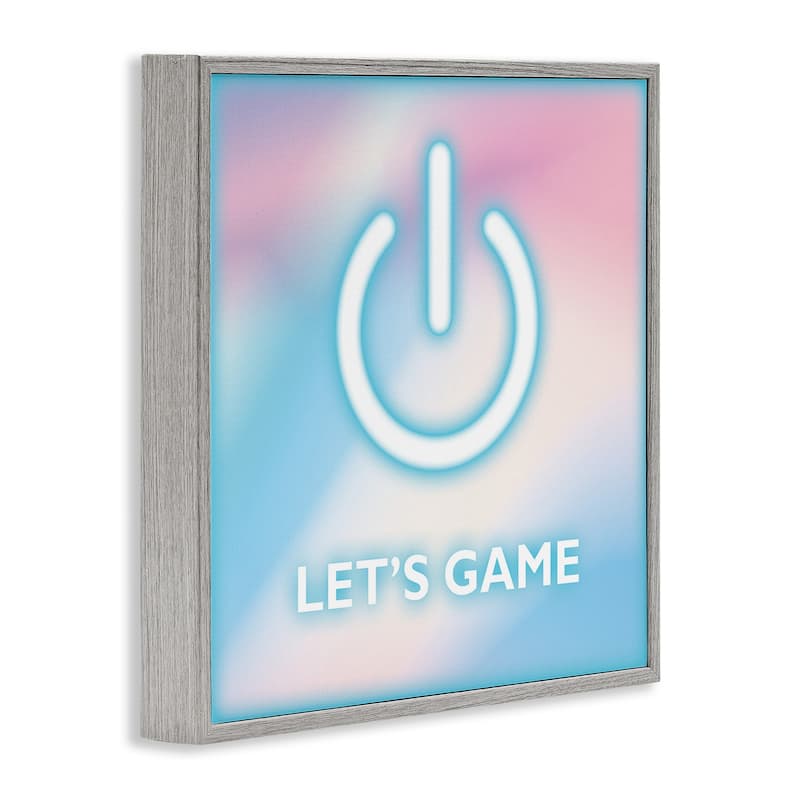 Stupell Pastel Let's Game Power Symbol Framed Giclee Art Design By Yass Naffas Designs
