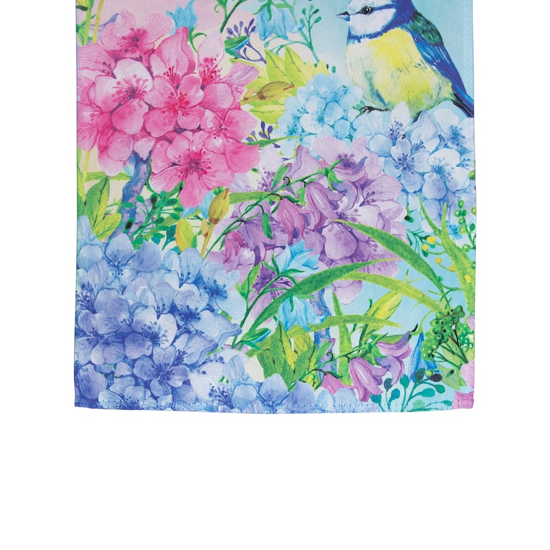 Blue and Purple Welcome Bird Outdoor Garden Flag 12.5" x 18"