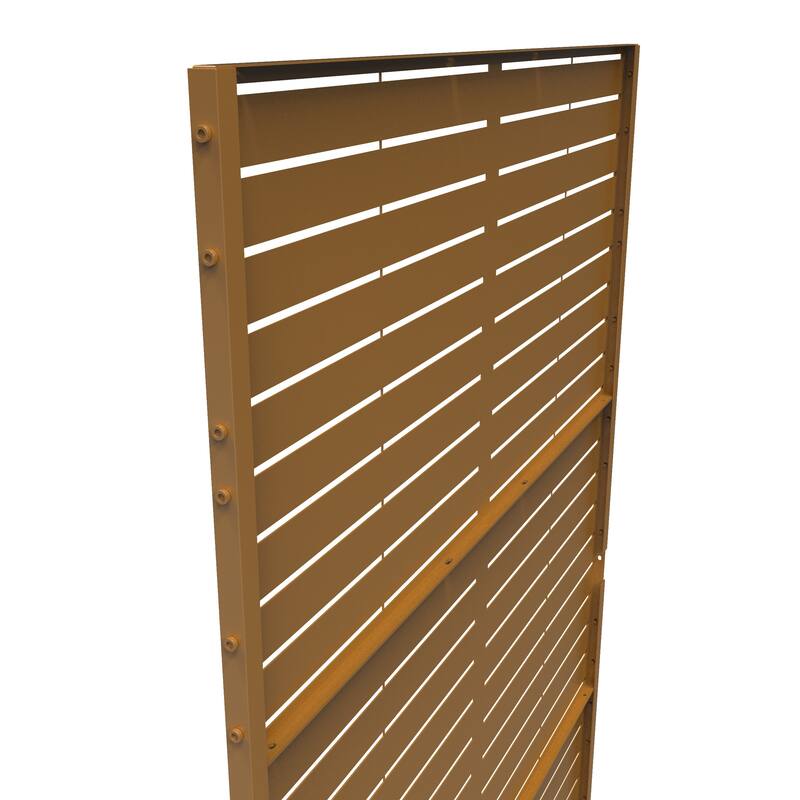 Outdoor 75'' x 47'' Metal Privacy Screen Fence Panel Line Pattern