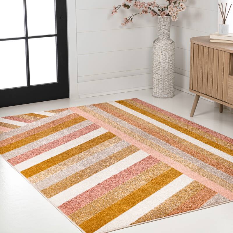 JONATHAN Y Kingdarr Rainbow Contemporary Stripe Multi Area Rug